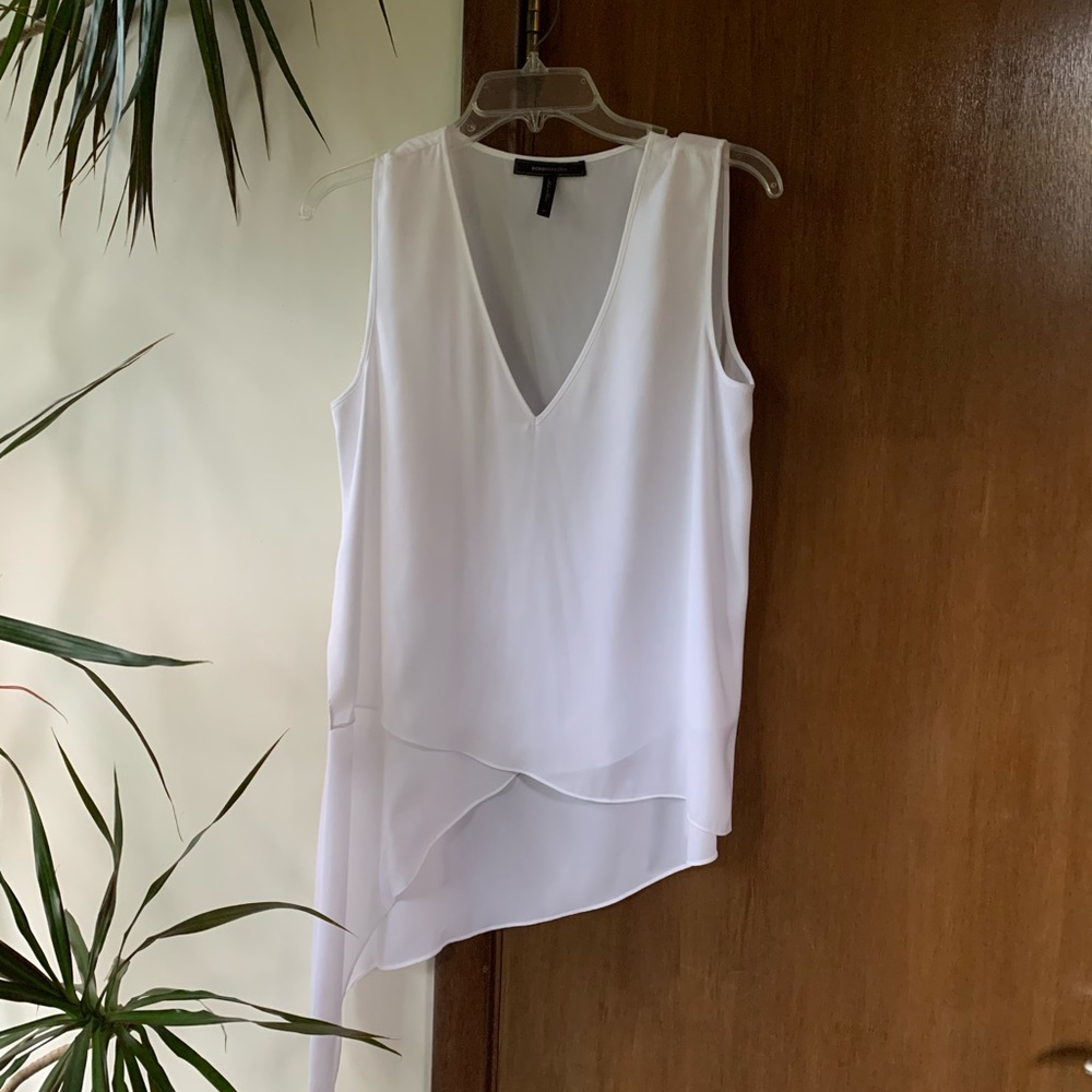 BCBG Max Azria womens white asymmetrical  shirt, M